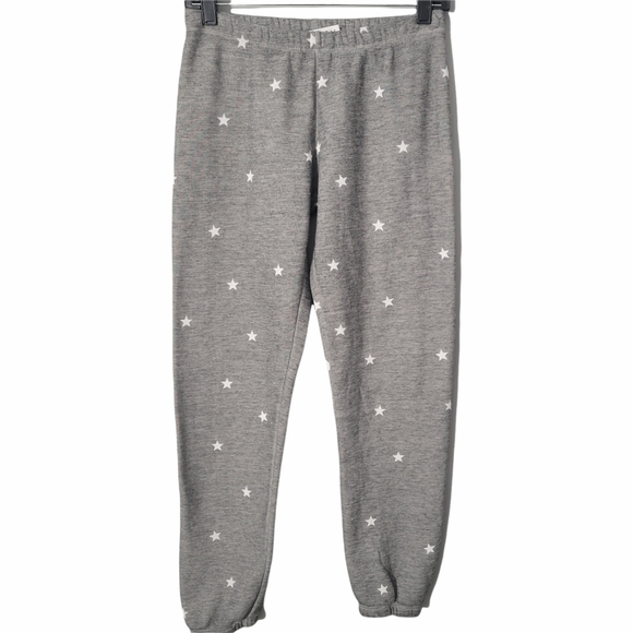 Wildfox Light Gray Football Star Print Pullon Jogger Pants - Picture 2 of 10